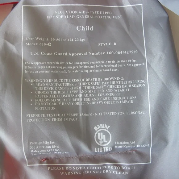 Boating Vest Life Jacket For Child Weight : 30-50 lbs GUC - Picture 3 of 4